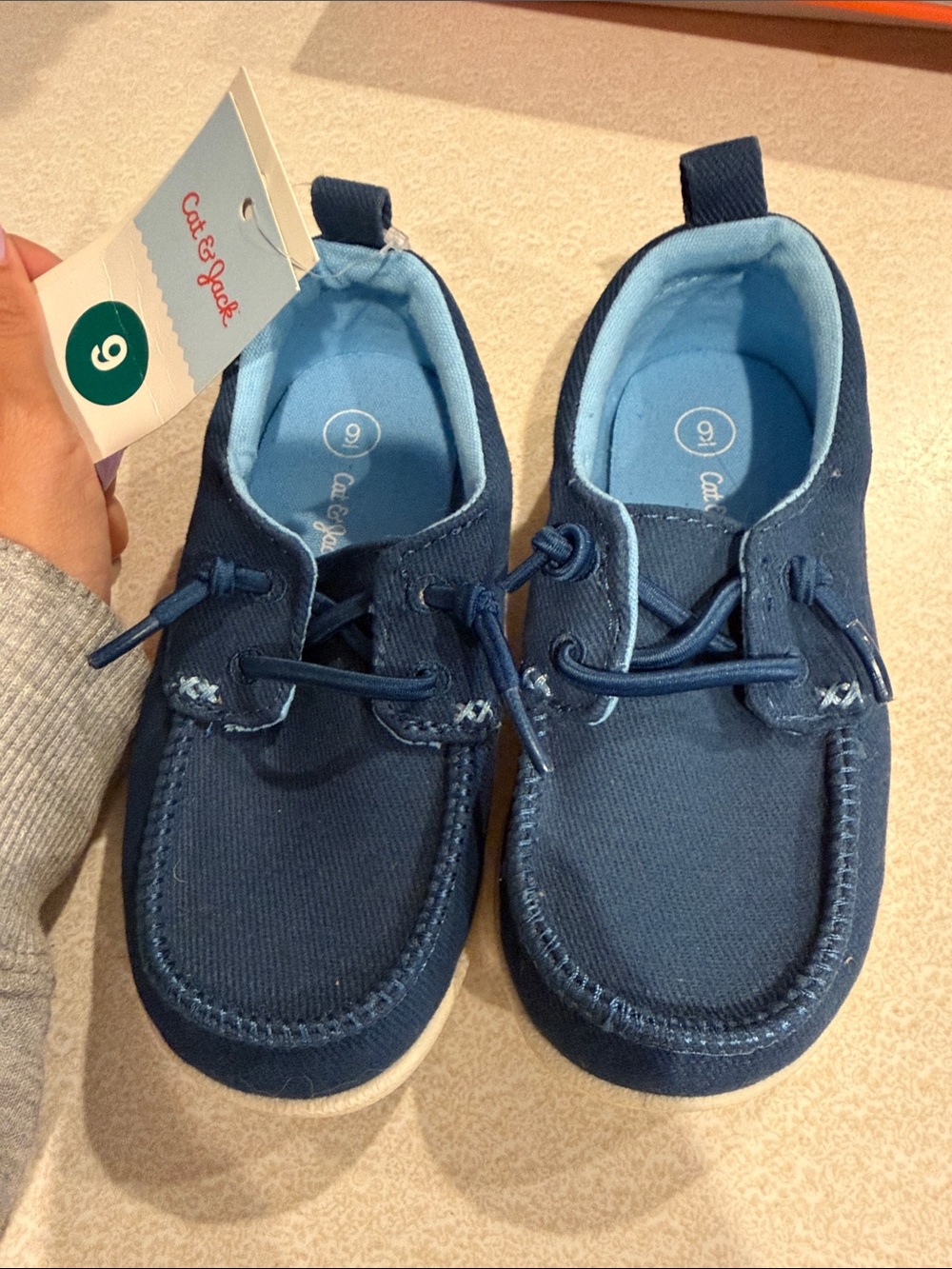 Cat & Jack Navy and Light Blue Kids Canvas Boat Shoes